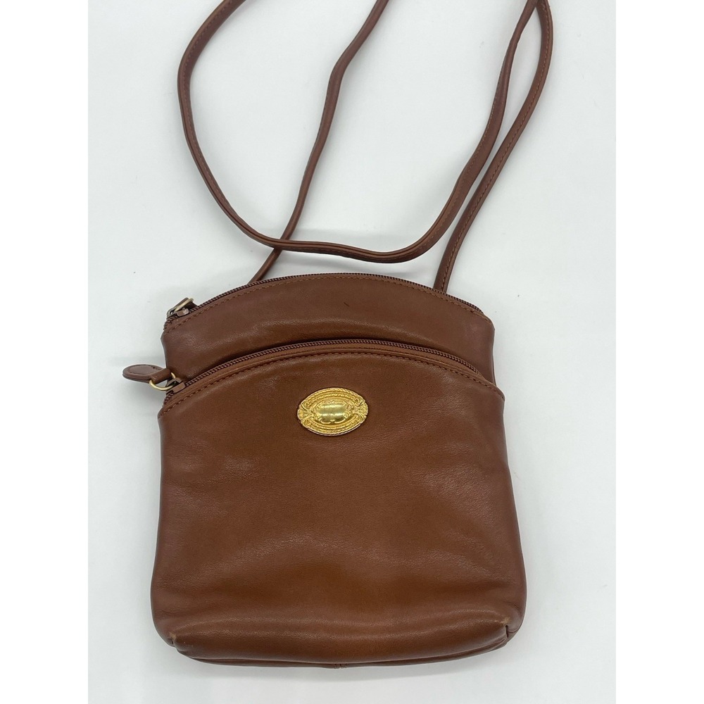 Fossil Leather Cross Body‎ Bag Brown 2 Zipper Long Strap Casual Travel  Boho